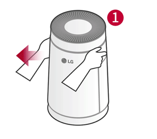 엘지 퓨리케어 공기청정기 필터 청소방법 및 교체시기 앞 덮개 제거