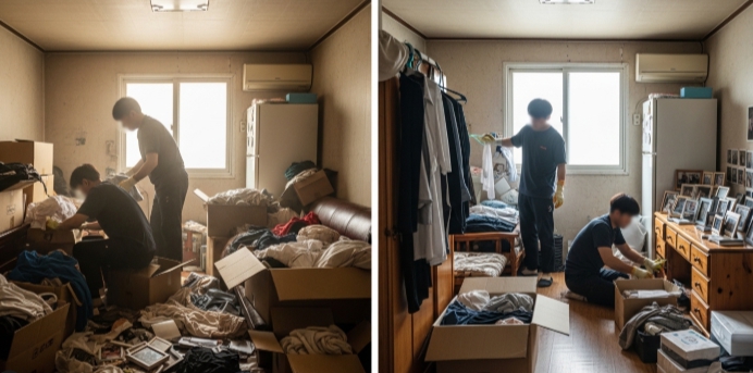 옥천 고독사청소 및 정리중