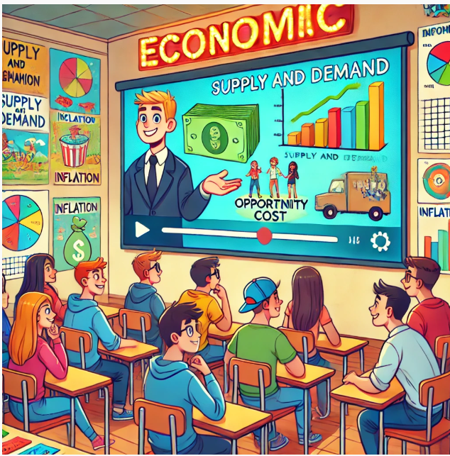 학생을 위한 영화 속 경제이야기 (수업활용, 경제원리, 흥미유발) 관련 AI 기반사진