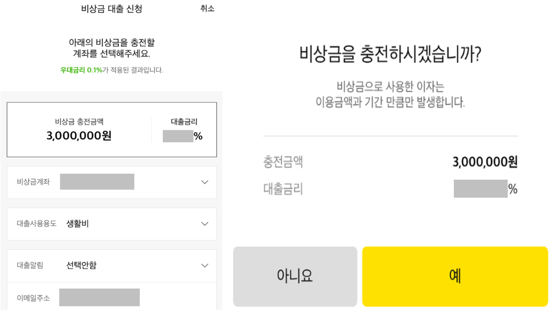 카카오뱅크 비상금대출-승인