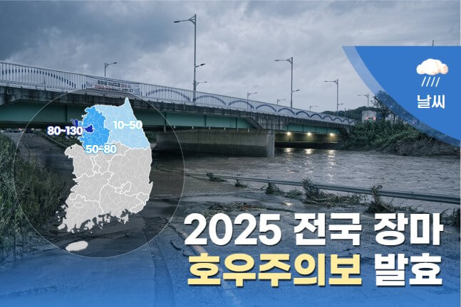 2025전국 장마시기와 기간 강수량과 휴가시기