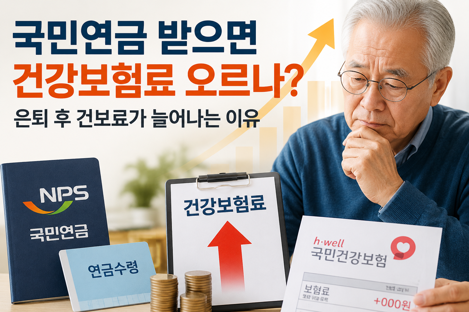 국민연금 받으면 건강보험료 오를 수 있는 이유를 설명하는 은퇴 생활경제 대표 이미지
