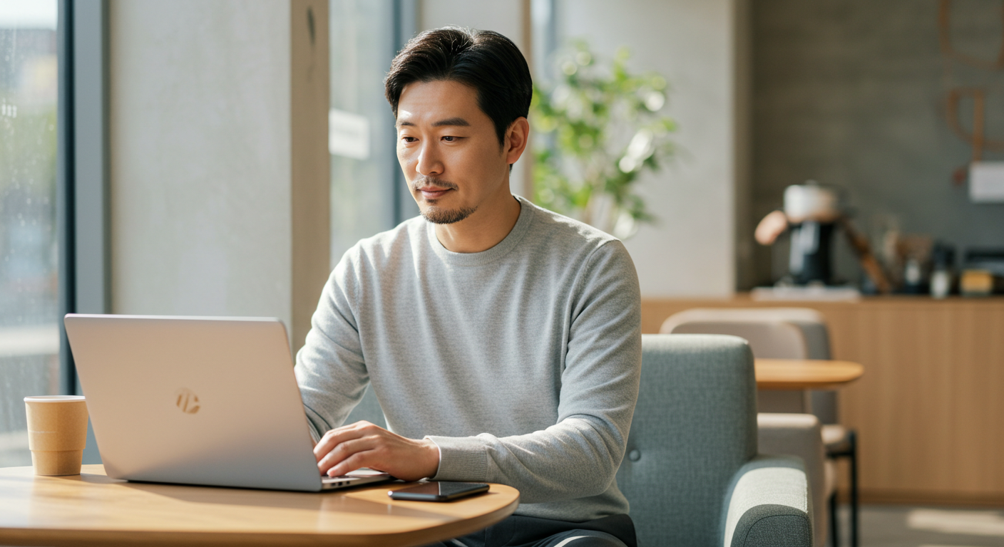 하루 루틴을 시각화하며 작업 중인 디지털 노마드