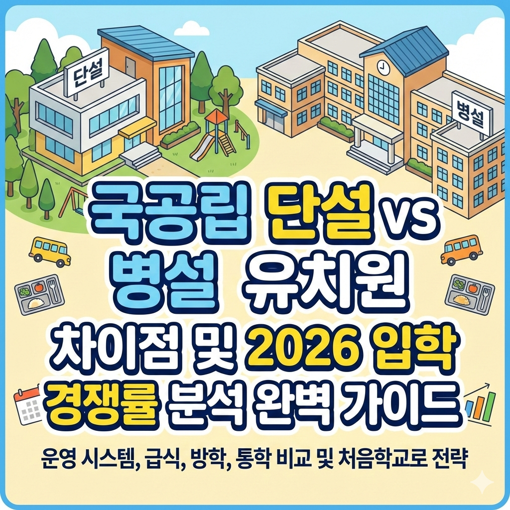 국공립 단설 병설 유치원 차이점 및 2026 입학 경쟁률 분석 완벽 가이드