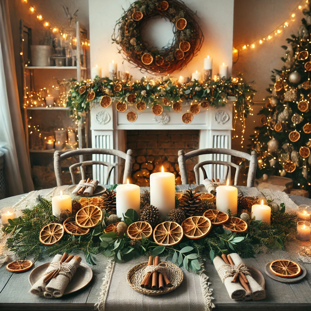 크리스마스 분위기로 꾸민 식탁