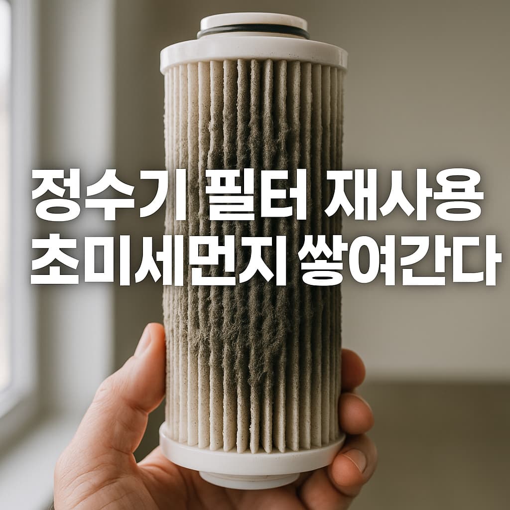 정수기필터를 재사용해 초미세먼지가 내부에 쌓여가는 모습을 표현한 이미지