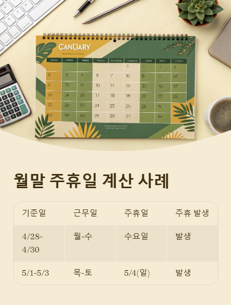 월말 주휴일 계산 사례