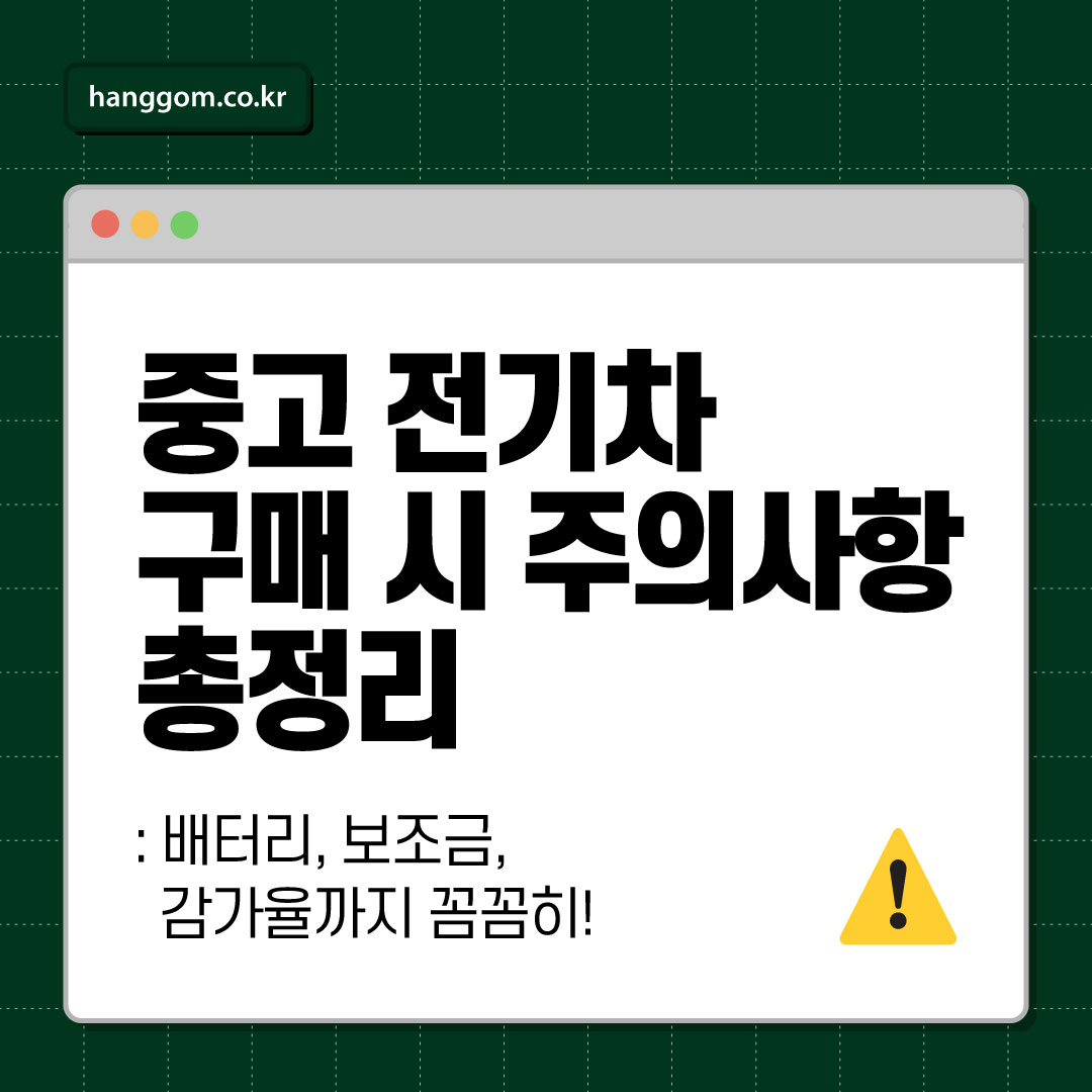 중고 전기차 구매 시 주의사항 총정리 ⚠️ 배터리, 보조금, 감가율까지 꼼꼼히!