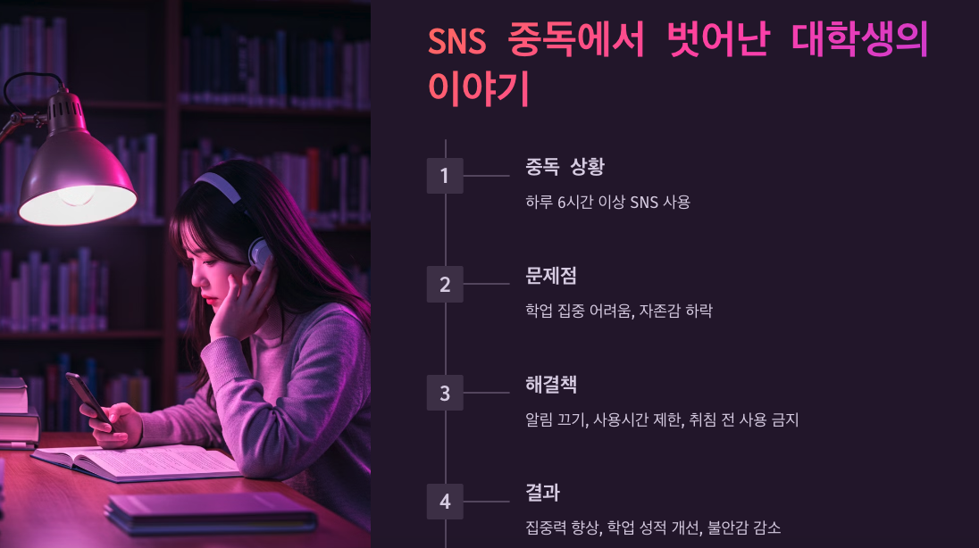 SNS 중독에서 벗어난 대학생의 이야기
