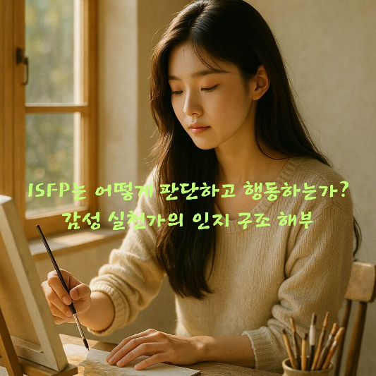 ISFP, MBTI 성격 유형, 감성 실천가, 내향 감정, 외향 감각, 행동 심리, 
인지 기능 분석, 즉흥적 성향, 가치 판단, 성격심리학