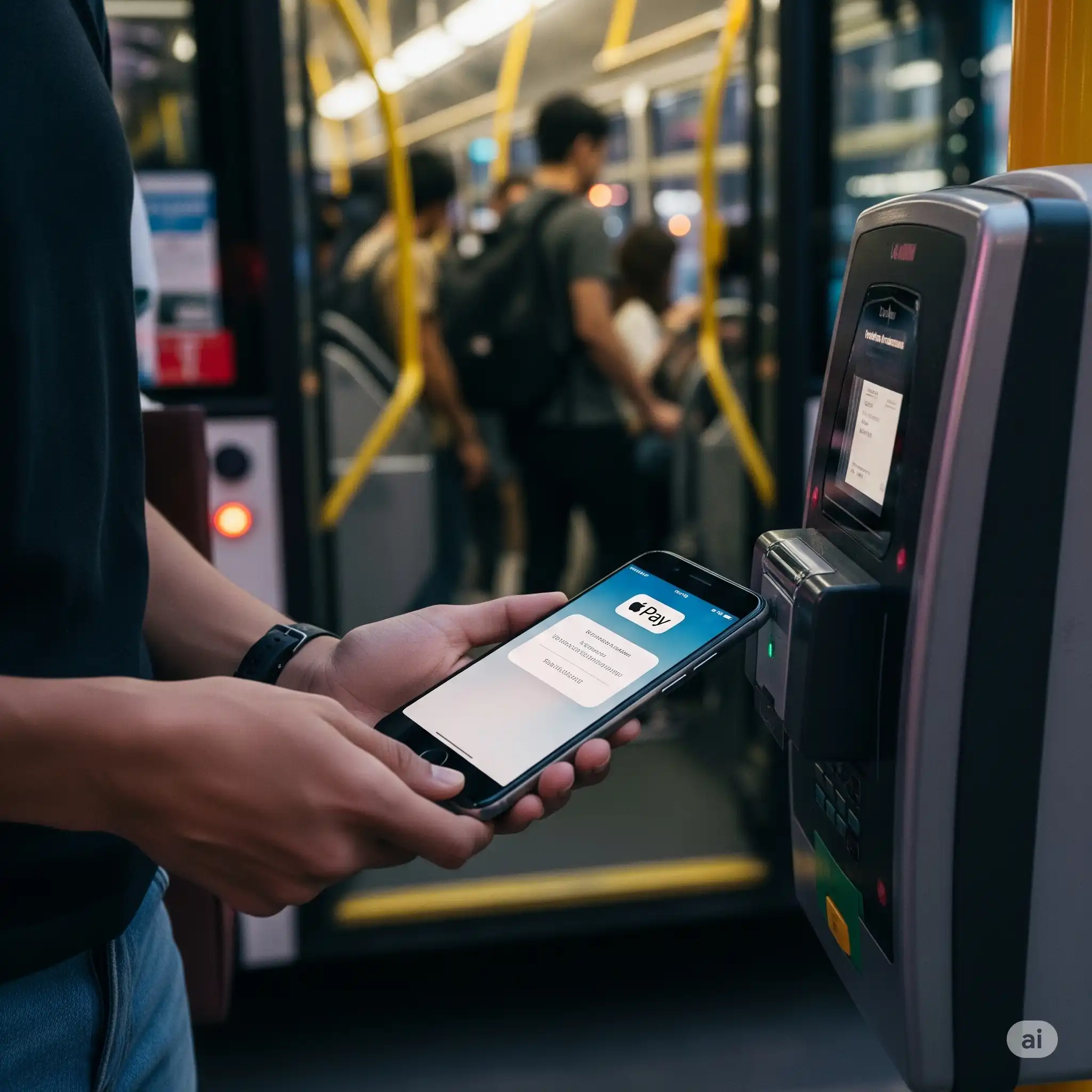 스마트폰으로 버스 결제하는 모습