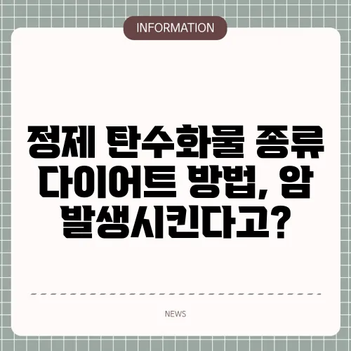정제 탄수화물 종류 다이어트 방법, 암 발생시킨다고?