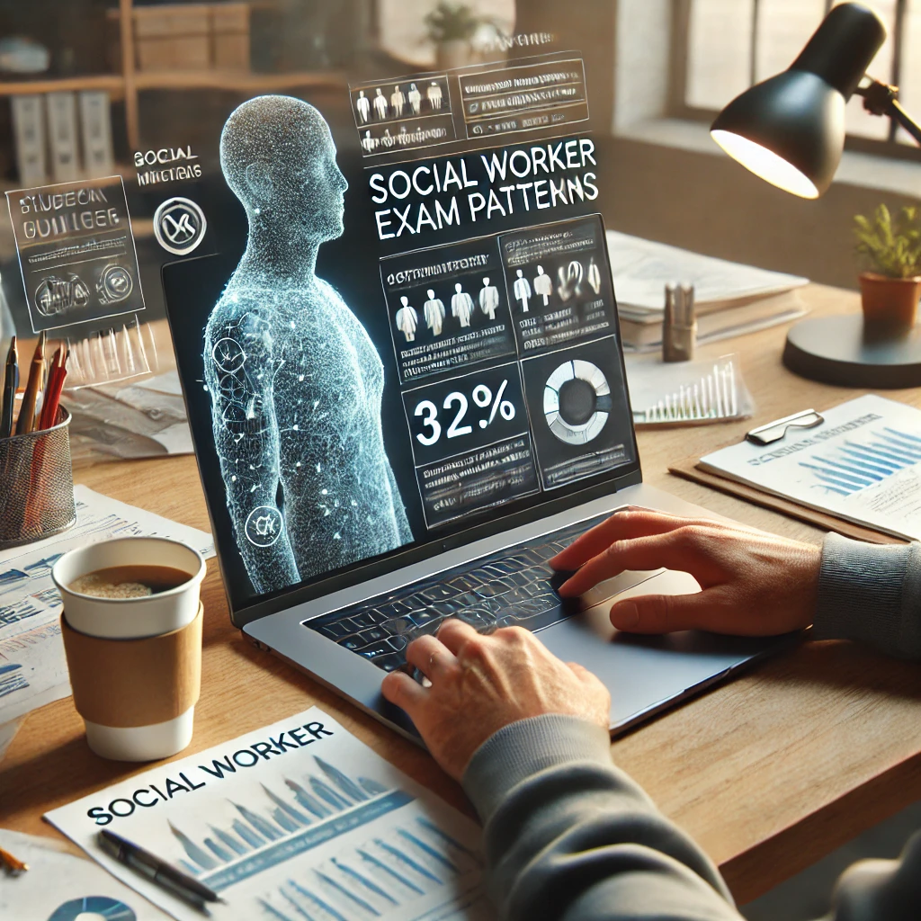 노트북으로 시험 출제 경향을 분석하는 모습