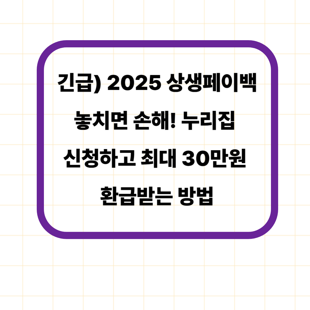 긴급) 2025 상생페이백 놓치면 손해! 누리집 신청하고 최대 30만원 환급받는 방법