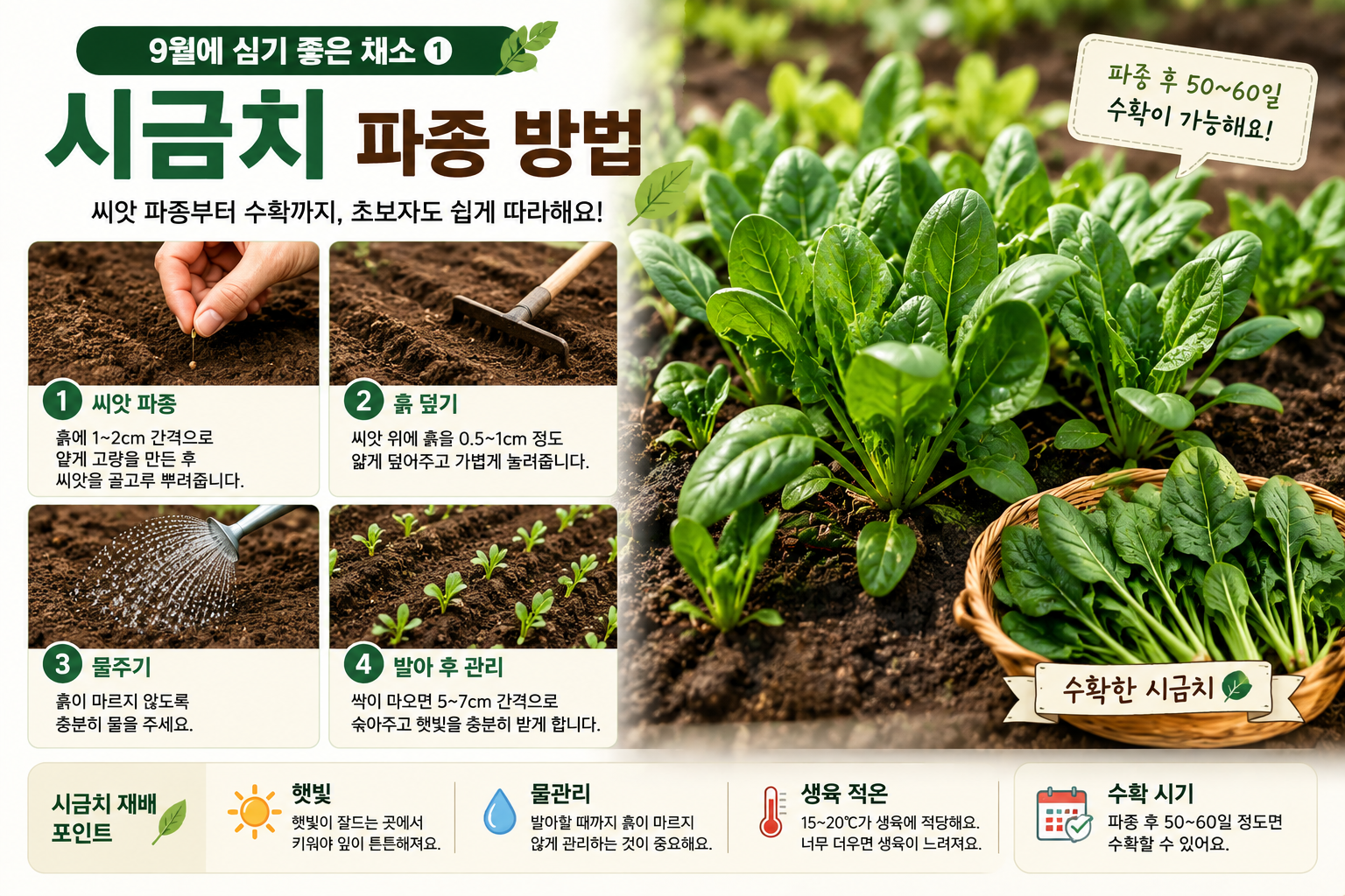 9월 시금치 씨앗 파종 방법