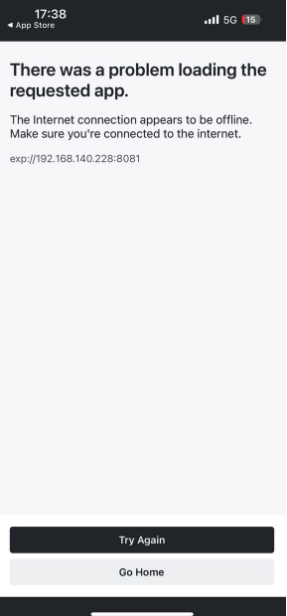 There was a problem loading the requested app. 에러 메세지 화면