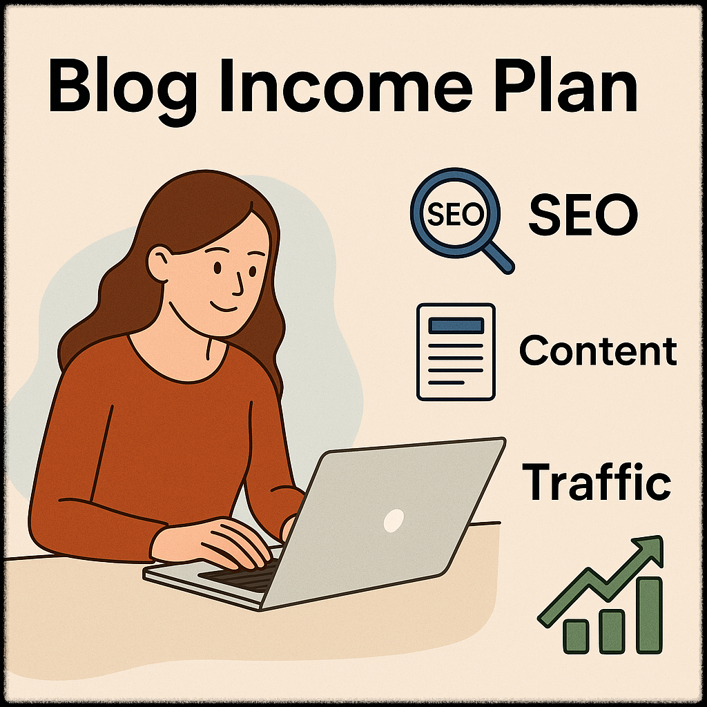 블로그 수익화 전략을 시각적으로 요약한 일러스트
