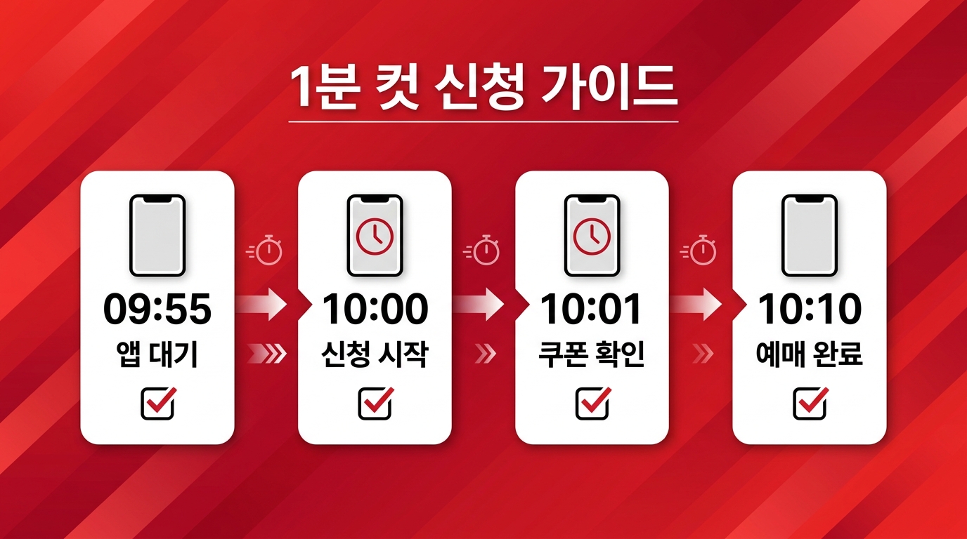 영화 할인권 6천원 1분 컷 신청 순서 타임라인 인포그래픽 가이드