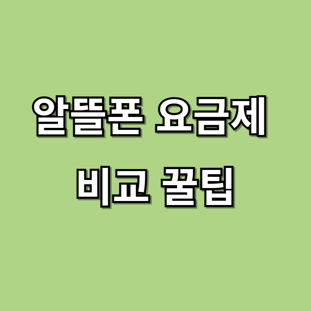 알뜰폰 요금제 비교 꿀팁