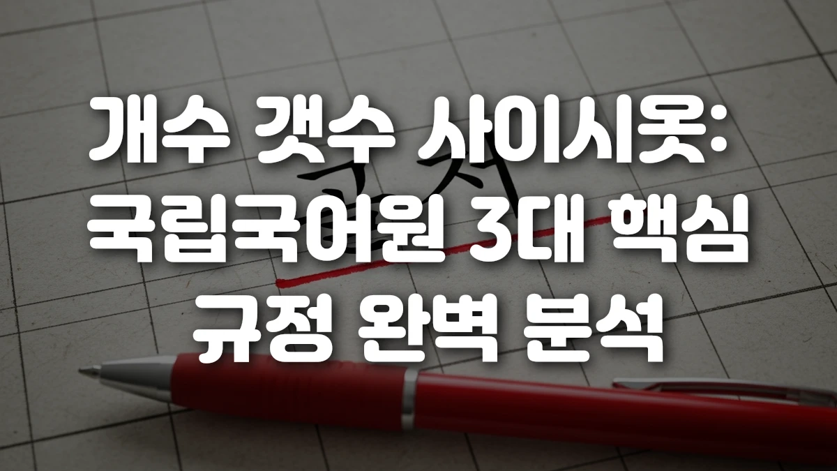 개수 갯수 사이시옷 국립국어원 3대 핵심 규정 완벽 분석