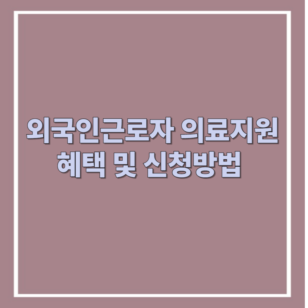 외국인근로자 의료지원 제도 완전 해부｜대상부터 신청 방법까지