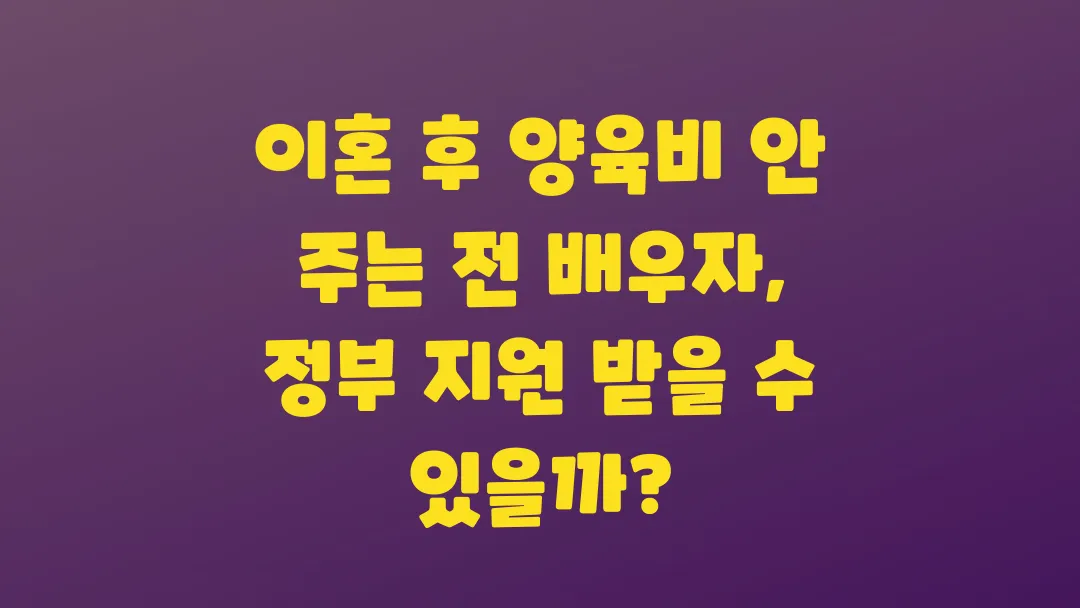 이혼 후 양육비를 받지 못할 때 정부 지원 가능한 방법