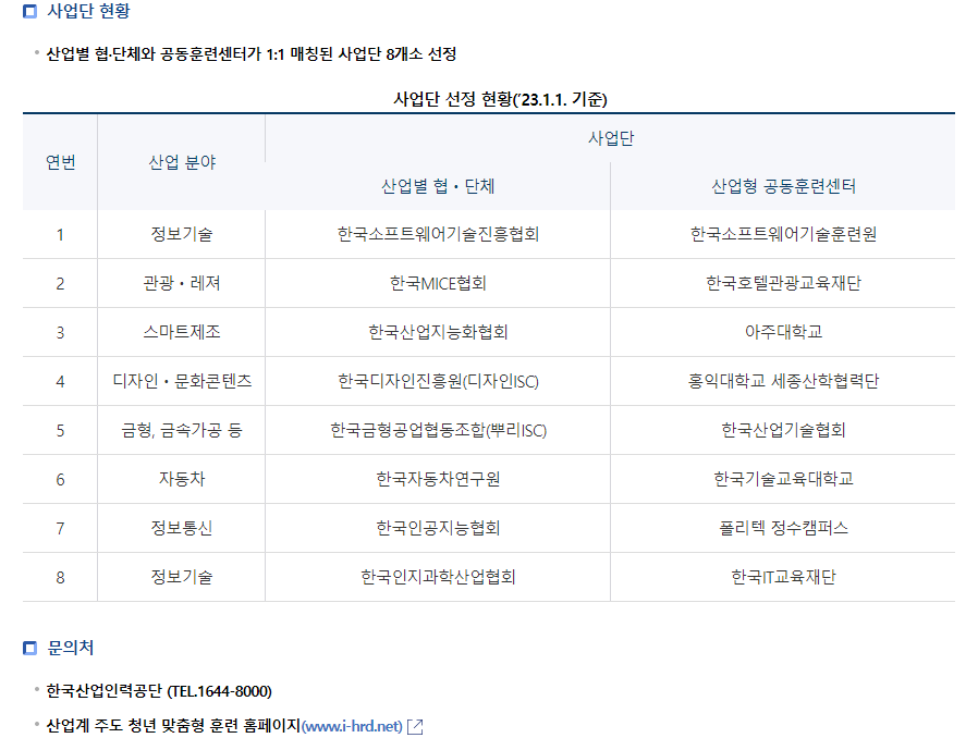 고용노동부 산업계 주도 청년 맞춤형 훈련