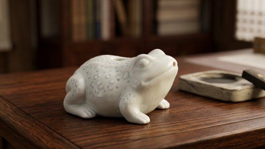 조선시대 선비들이 사용하던 기품 있는 백자 두꺼비 모양 연적