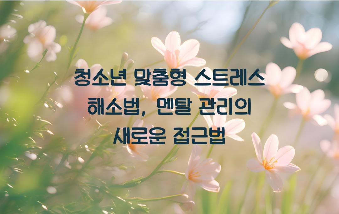청소년 맞춤형 스트레스 해소법 (멘탈 관리 & 마인드컨트롤 방법)