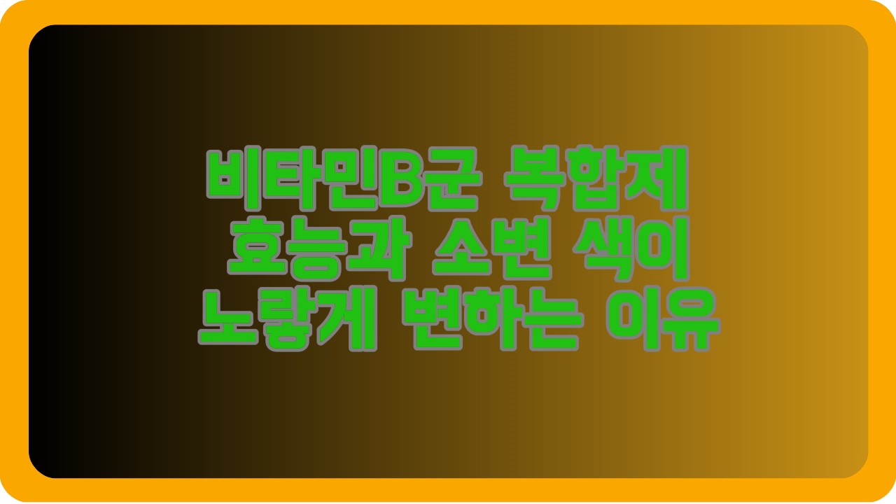 비타민B군 복합제 효능과 소변 색이 노랗게 변하는 이유