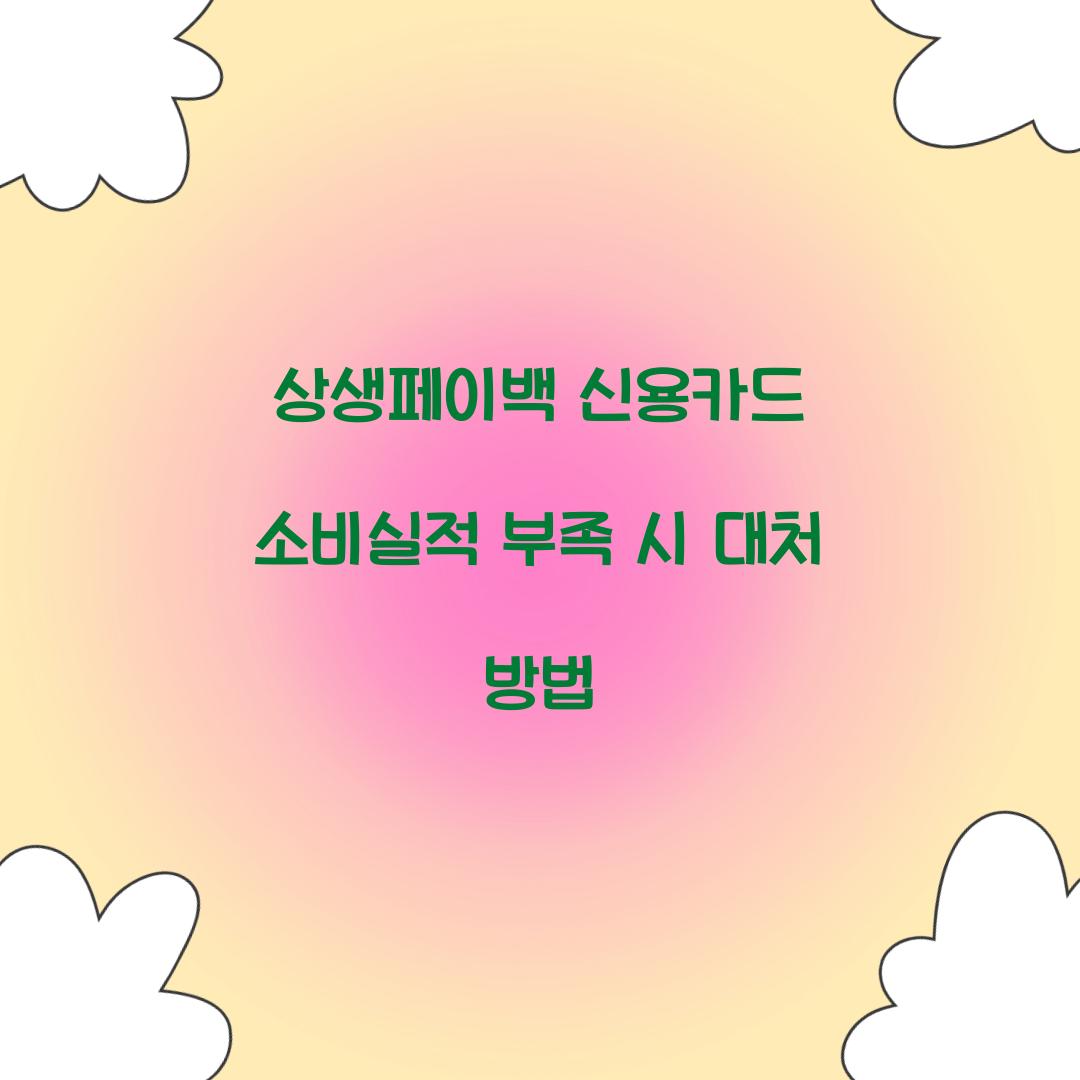상생페이백 신용카드 소비실적 부족 시 대처 방법