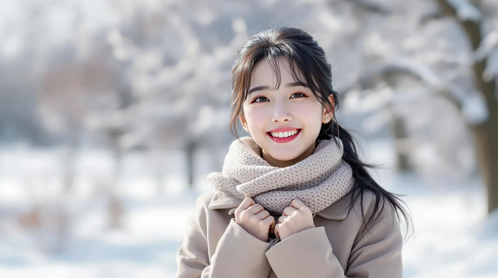 2월 인사말을 전하는 여성