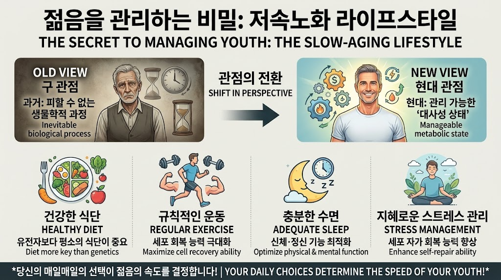 건강한 식단, 충분한 수면, 스트레스 관리