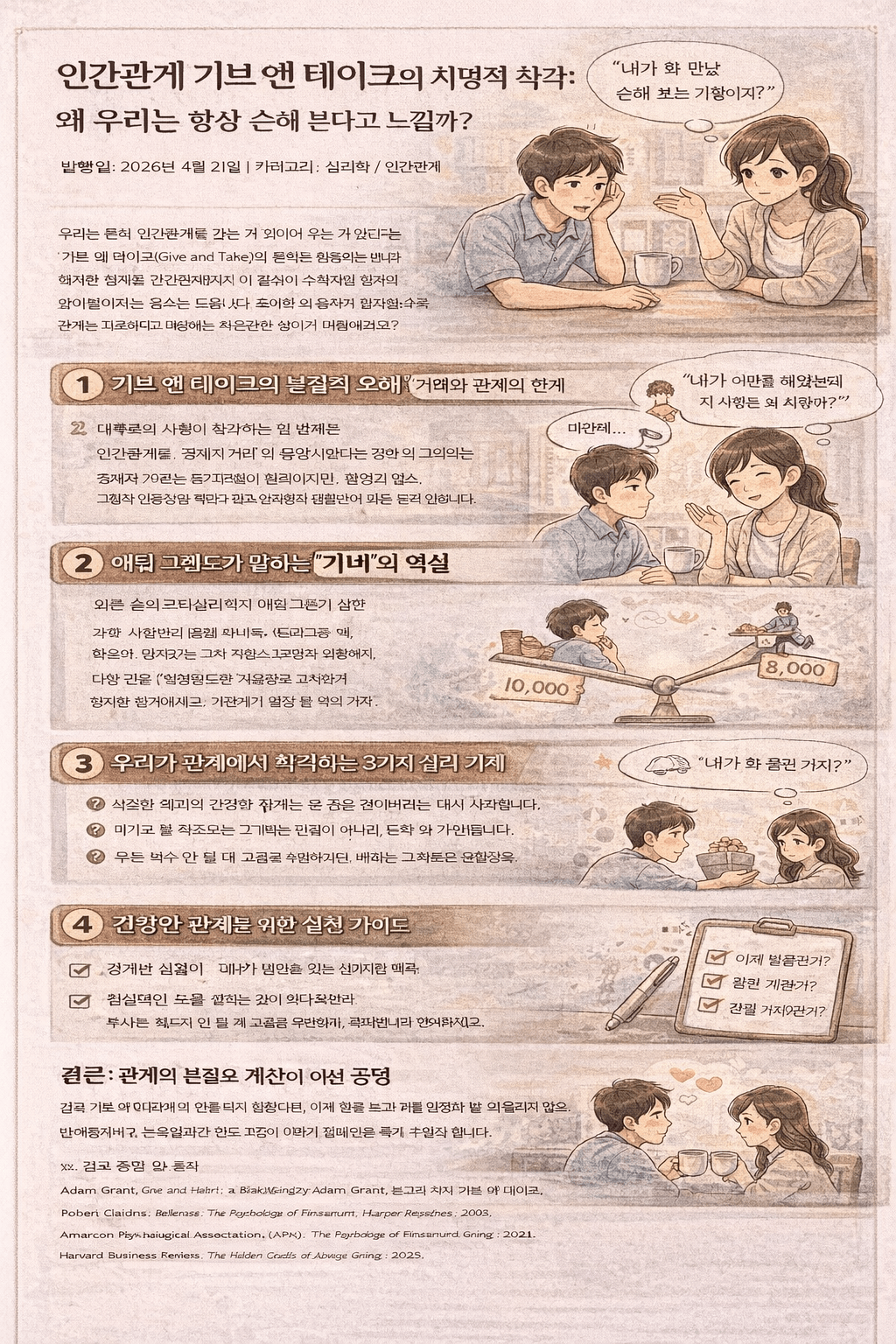 인간관계 기브 앤 테이크의 착각 왜 나는 항상 손해 본다고 느낄까