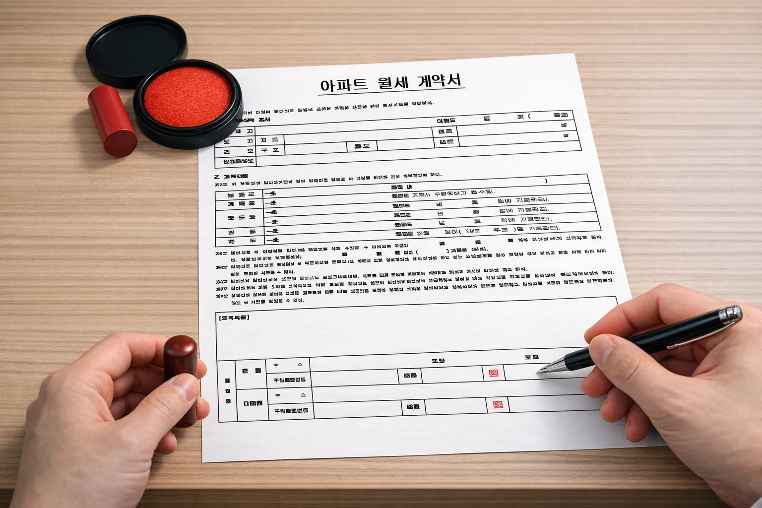 월세 계약 시 놓치기 쉬운 조항을 확인하는 모습