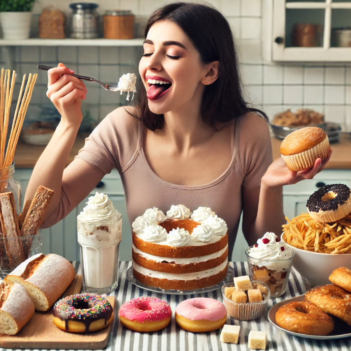 달콤한 음식을 즐기는 여성