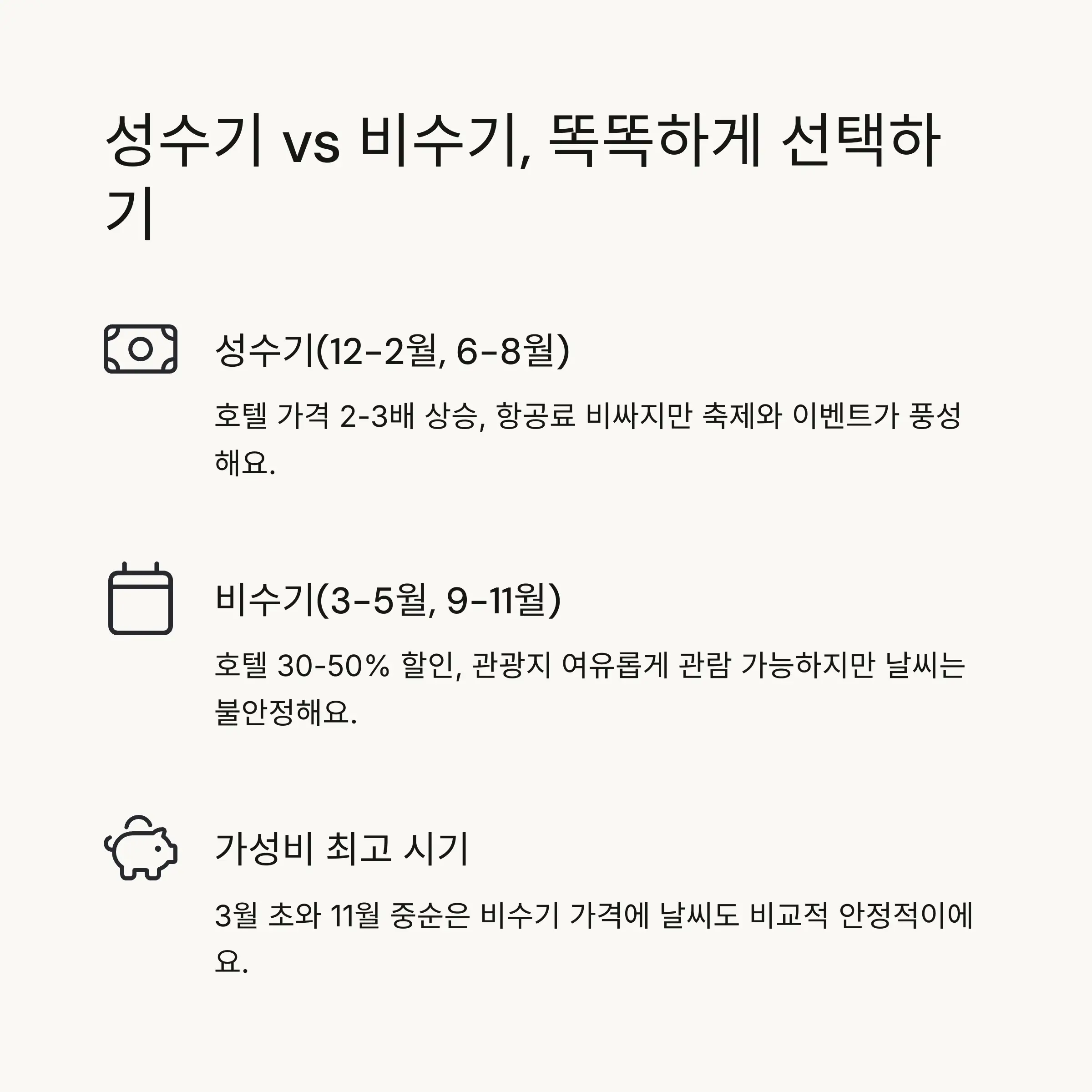 💰 성수기와 비수기 비교