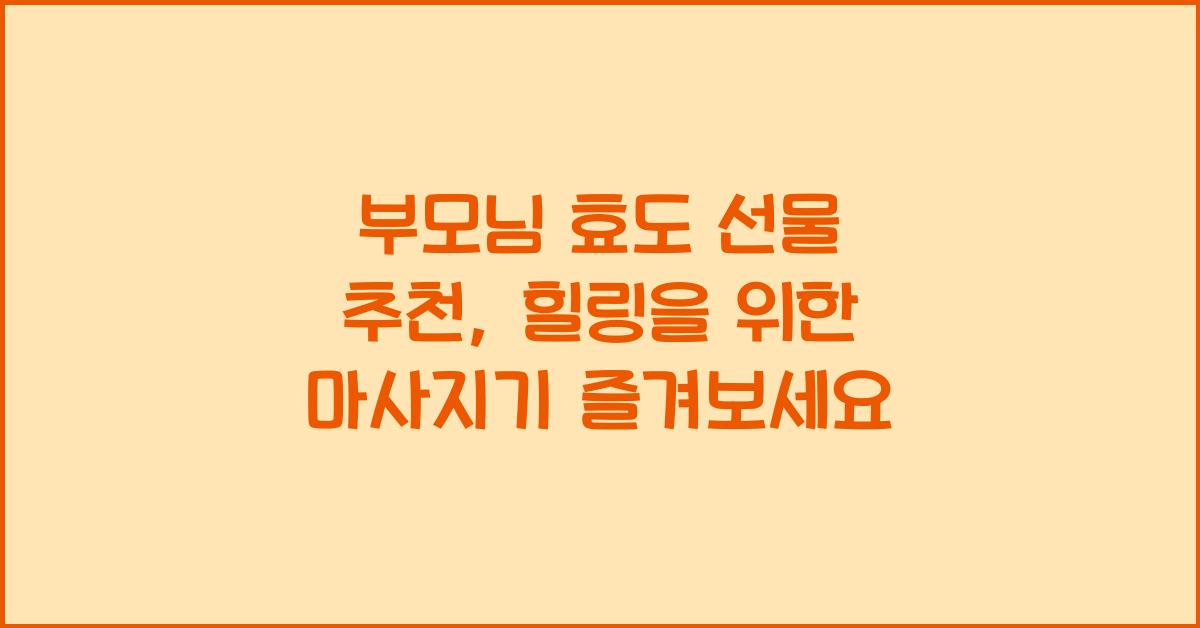 부모님 효도 선물 추천