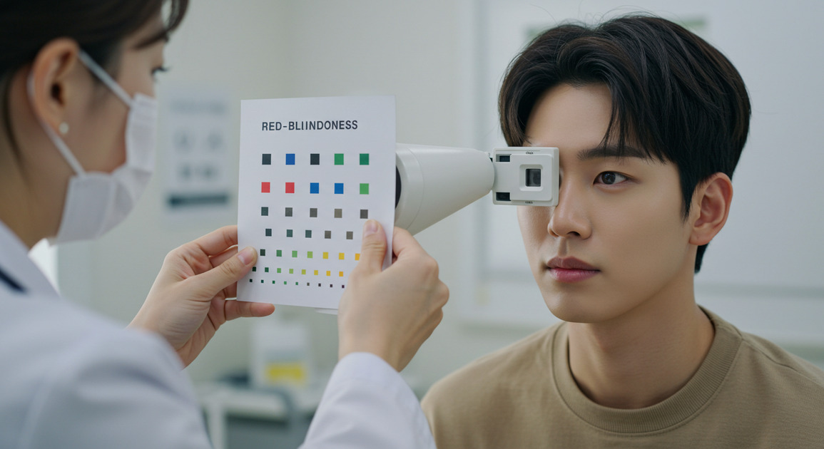 적녹색증 진단 받는 이미지