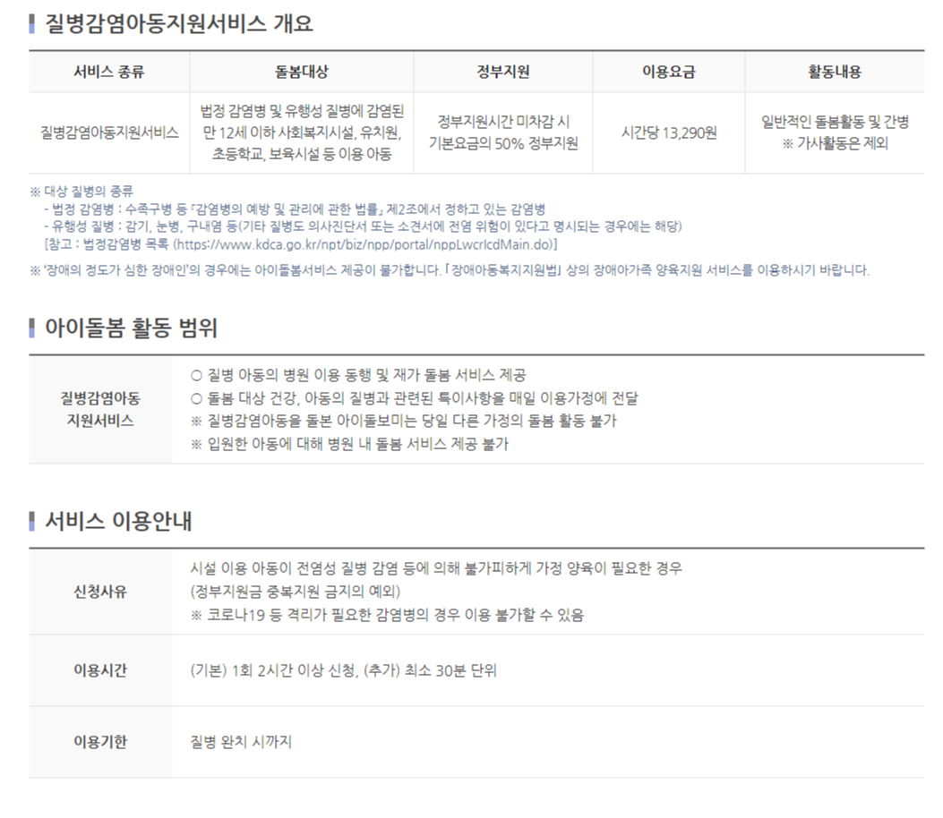 질병감염아동지원서비스