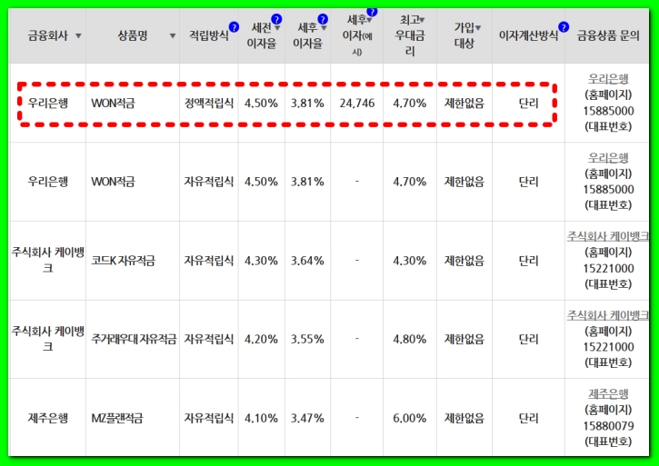 적금 이자 계산기