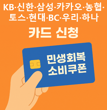 KB&middot;신한&middot;삼성&middot;카카오&middot;농협&middot;토스&middot;현대&middot;BC&middot;우리&middot;하나, 민생회복소비쿠폰 카드신청