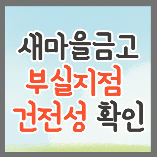 새마을금고 부실지점 명단, 건전성 안전성 확인방법