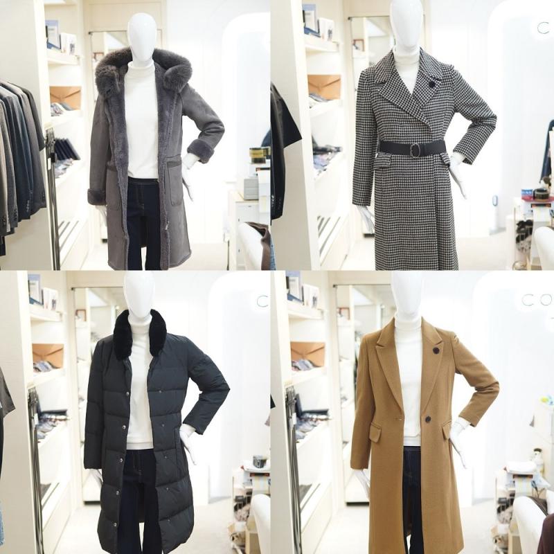 꼼빠니아 여성 캐시미어 모직 구스 다운 패딩 간절기 숏 롱 트렌치 여자 코트