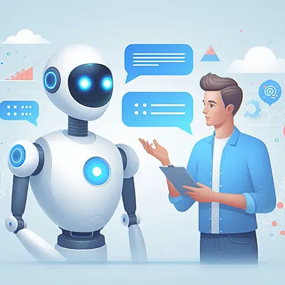 로봇과 진지하게 토론하는 인간.