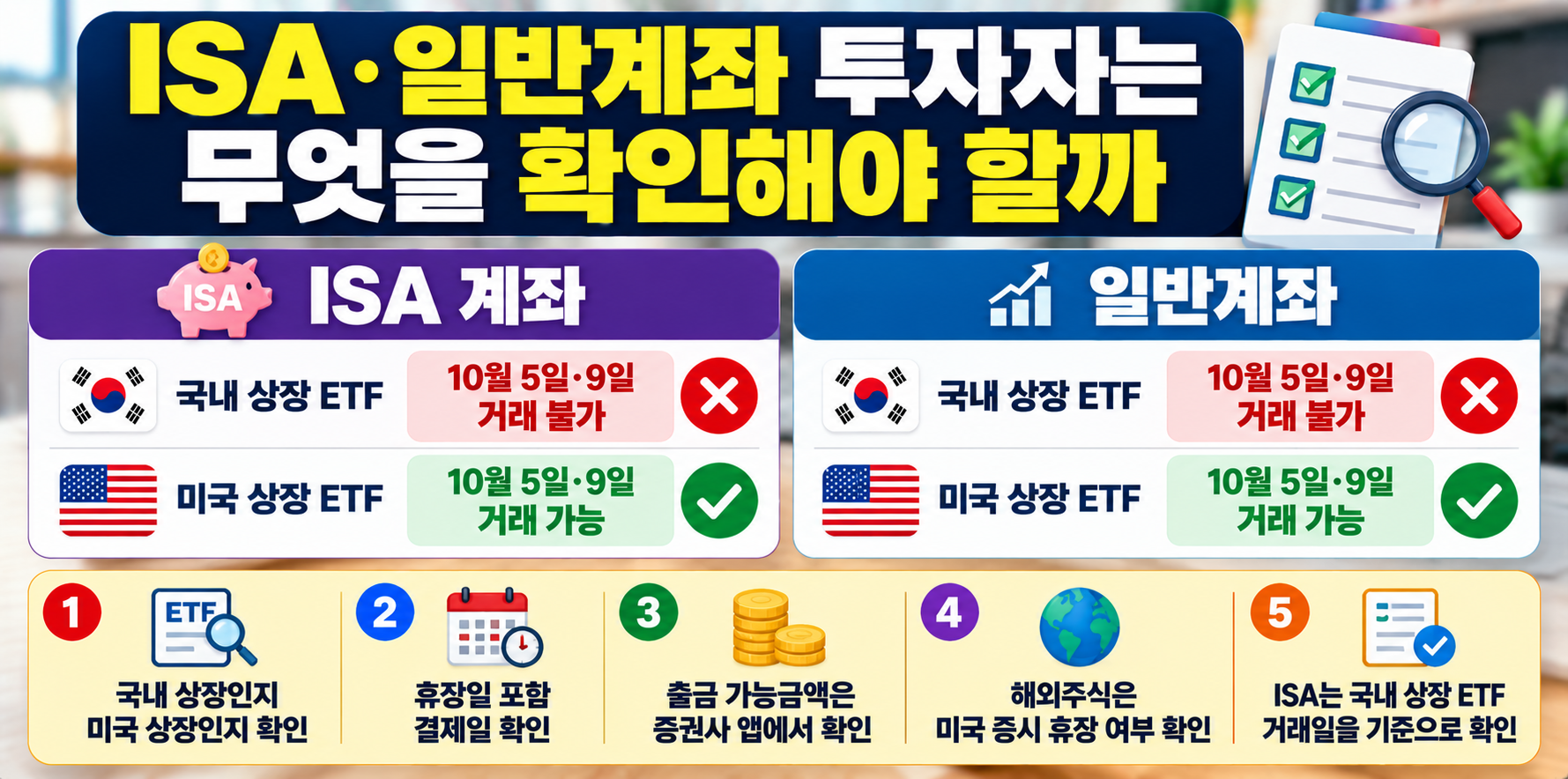 ISA 일반계좌 투자자 휴장일 체크사항