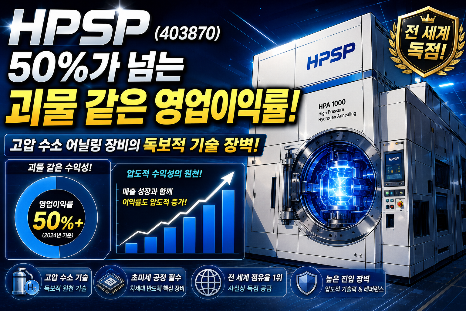 HPSP(403870)｜50%가 넘는 괴물 같은 영업이익률을 증명하는 고압 수소 어닐링 장비의 전 세계 독점 장벽