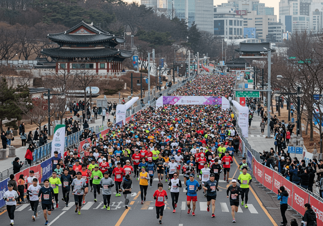 마라톤 보급소 운영 현장 사진