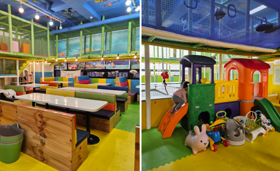 의정부 대형 키즈카페 스마일랜드의 내부 놀이시설 전체 전경 사진