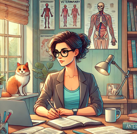 30대가 수의사가 되기 위해 공부하는 이미지